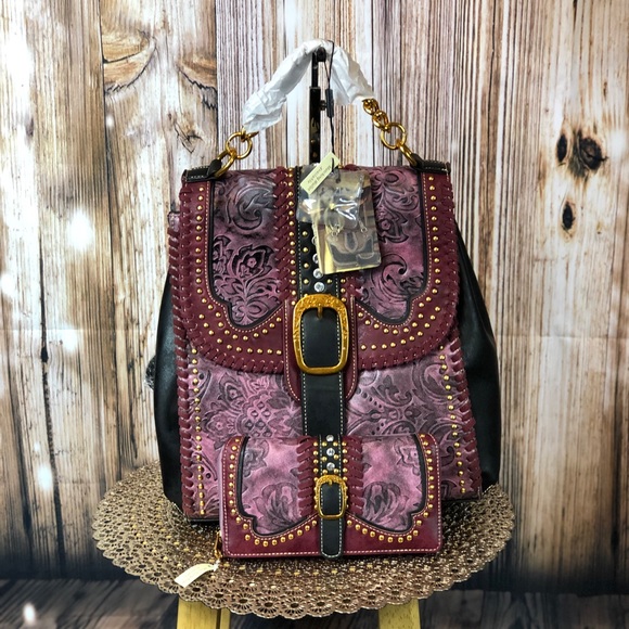 Montana West Handbags - Montana West Buckle Collection Backpack+ Wallet
